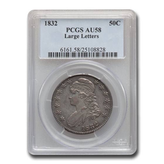 1832 Capped Bust Half Dollar AU-58 PCGS (Large Letters) 1832 Capped Bust Half Dollar AU-58 PCGS (Large Letters)